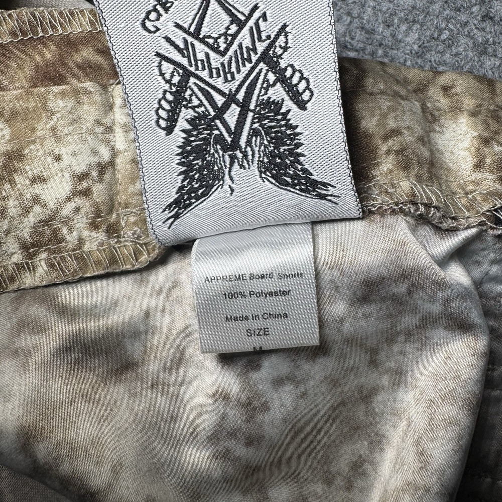 Apprime Appreme Board Shorts Tan Death to the Wicked Horsemen Gun Graphic Medium - Picture 10 of 16